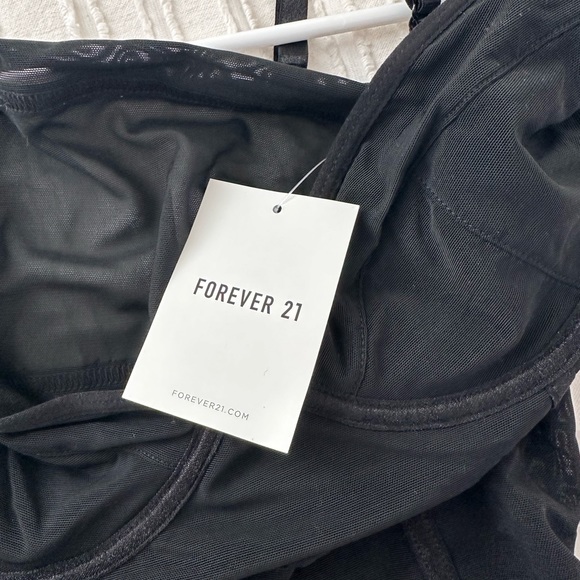 NWT Forever 21 Black Sheer Bodysuit Sz. M - Picture 4 of 5